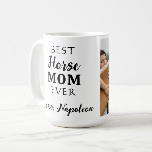 Mug Meilleur Cheval Maman Cute Custom Photo équestre (Devant gauche)
