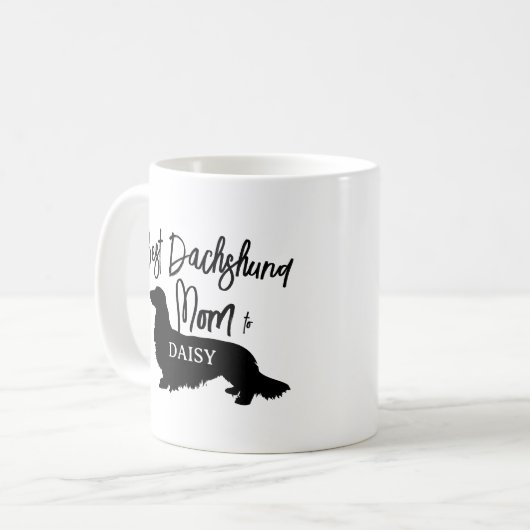 Mug Meilleur Cheveux Long Dachshund Chien Maman Cadeau (Devant gauche)