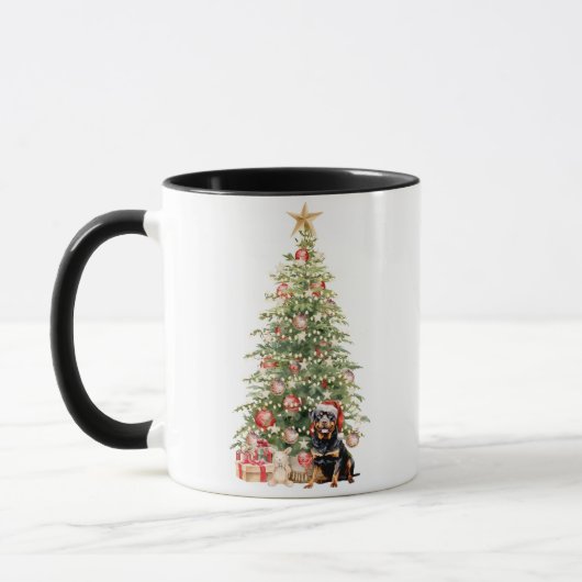 Mug Meilleur chien maman jamais aquarelle Noël Rottwei (Gauche)