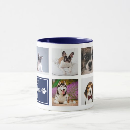 Mug Meilleur Chien Maman Jamais Marine Blue Pet Collag (Centre)