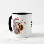 Mug Meilleur chien maman Jour Noël Dachshund chien (Devant gauche)