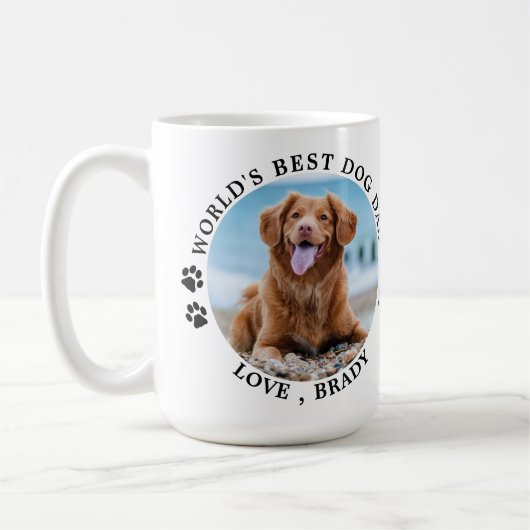 Mug Meilleur Chien Papa Empreintes de pattes Personnal (Gauche)