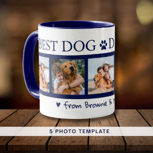 Mug Meilleur Chien Papa Jamais 5 Photo Collage Nom de