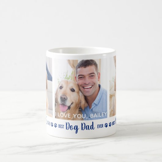 Mug Meilleur Chien Papa Jamais Amusant Bleu 3 Photo (Centre)