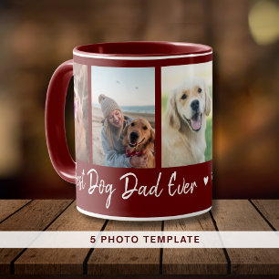 Mug Meilleur Chien Papa Jamais Pet 5 Photo Collage Mar