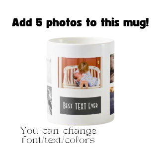 Mug Meilleur collage photo personnalisé (VOTRE TEXTE)