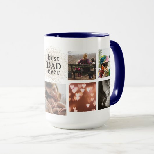 Mug Meilleur DAD Jamais Personnalisé Gold Multi Photo (Devant droit)