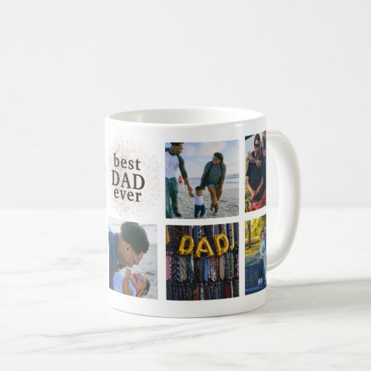 Mug Meilleur DAD Jamais Personnalisé Gold Multi Photo (Devant droit)