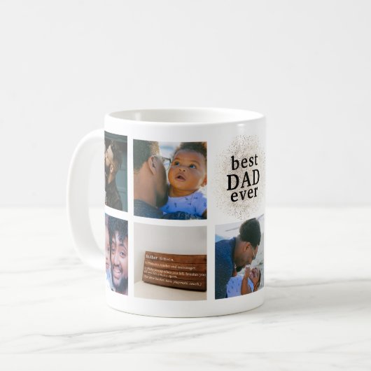 Mug Meilleur DAD Jamais Personnalisé Gold Multi Photo (Devant gauche)