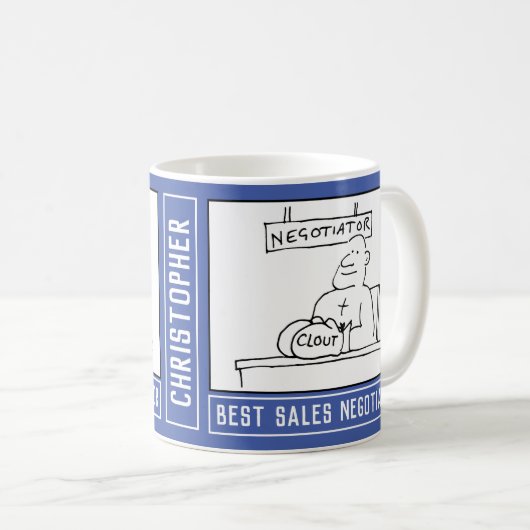 Mug Meilleur Dessin du Vendeur avec Nom Choice. (Devant droit)