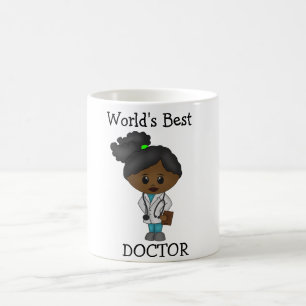 Mug Meilleur Docteur du monde - Jolie Noire Femme Brun