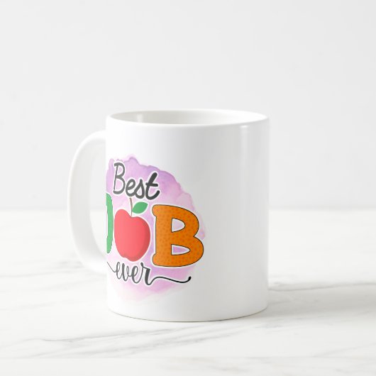 Mug Meilleur emploi enseignant jamais (Devant gauche)