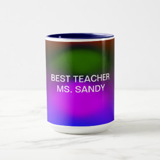 Mug Meilleur enseignant Ajouter le nom Bleu, pourpre, 