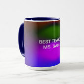 Mug Meilleur enseignant Ajouter le nom Bleu, pourpre,  (Devant gauche)