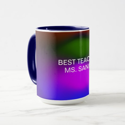Mug Meilleur enseignant Ajouter le nom Bleu, pourpre,  (Devant gauche)