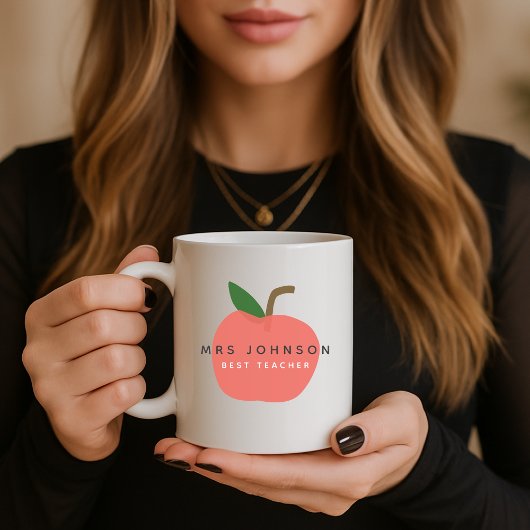 Mug Meilleur enseignant | Apple Cute Fun Nom Moderne S