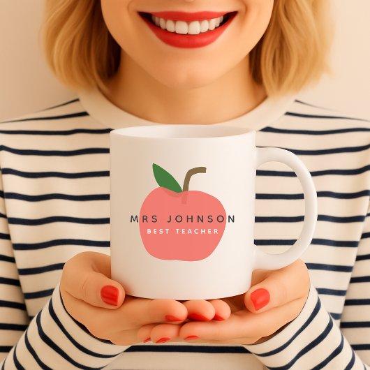 Mug Meilleur enseignant | Apple Cute Fun Nom Moderne S