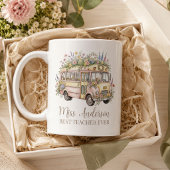 Mug Meilleur Enseignant avec Nom École Bus Aquarelle