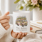 Mug Meilleur Enseignant avec Nom École Bus Aquarelle