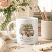 Mug Meilleur Enseignant avec Nom École Bus Aquarelle