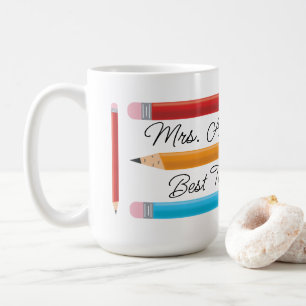 Mug Meilleur enseignant Crayons bleu rouge jaune