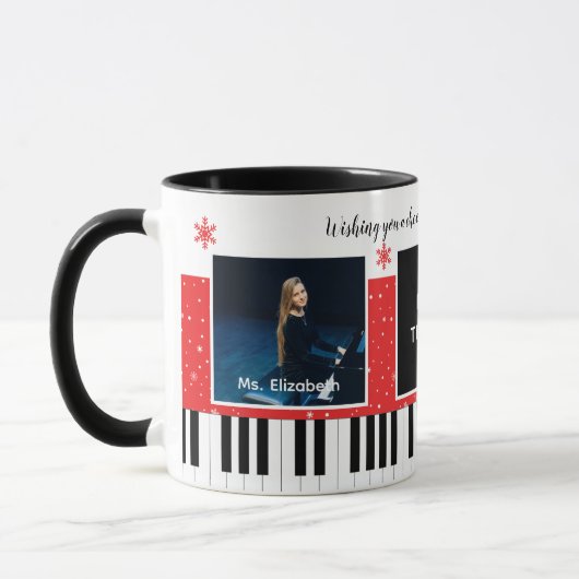 Mug Meilleur enseignant de piano jamais classe Noël (Gauche)
