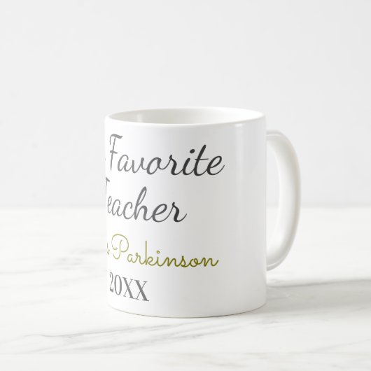 Mug Meilleur enseignant jamais ajouter nom date année (Devant droit)
