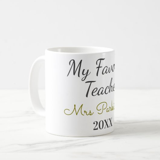 Mug Meilleur enseignant jamais ajouter nom date année (Devant gauche)