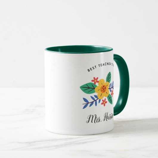 Mug Meilleur Enseignant Jamais Appréciation Florale Pe (Devant droit)