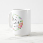 Mug Meilleur enseignant jamais aquarelle florale (Devant gauche)