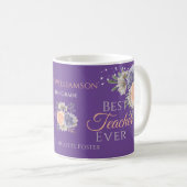Mug Meilleur enseignant jamais Floral Peony Rose Perso (Devant droit)