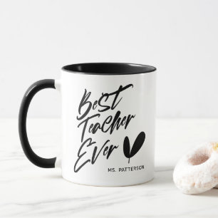 Mug Meilleur Enseignant jamais moderne Script noir Nom