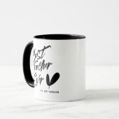 Mug Meilleur Enseignant jamais moderne Script noir Nom (Devant gauche)