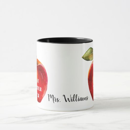 Mug MEILLEUR ENSEIGNANT JAMAIS Nom de l'enseignant Red (Centre)