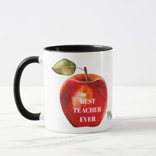 Mug MEILLEUR ENSEIGNANT JAMAIS Nom de l'enseignant Red (Gauche)