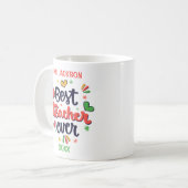 Mug Meilleur enseignant jamais rouge jaune vert (Devant gauche)