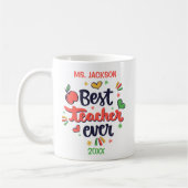 Mug Meilleur enseignant jamais rouge jaune vert (Gauche)
