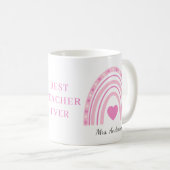 Mug Meilleur enseignant Pink Boho Rainbow Nom (Devant droit)