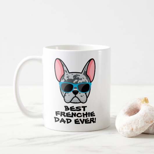 Mug Meilleur Frenchie Papa Fête des pères Blue Merle F (Avec donut)