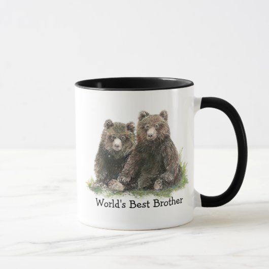 Mug Meilleur Frère du monde, Aquarelle de mignons ours (Droite)