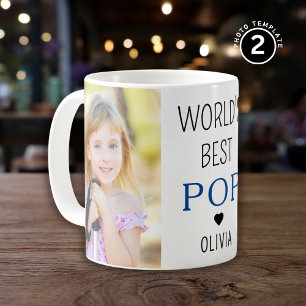 Mug Meilleur grand-enfant pop du monde Nom 2 Photo Col