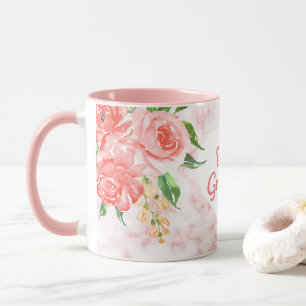 Mug Meilleur grand-mère jamais aquarelle florale rose