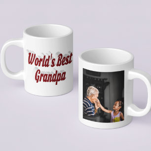 Mug Meilleur grand-père photo texte bordeaux