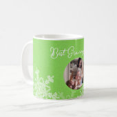 Mug Meilleur Granny Ever Green Snowflakes Texte minima (Devant gauche)