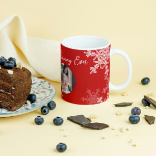 Mug Meilleur Granny Ever Red Snowflakes Texte minimali