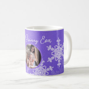 Mug Meilleur Granny Ever Violet Snowflakes Texte minim
