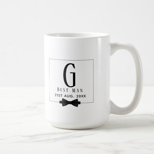 Mug Meilleur homme Groomsman Monogrammed Bow Cravate M (Droite)