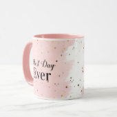 Mug Meilleur jour jamais avec des étoiles en rose (Devant gauche)