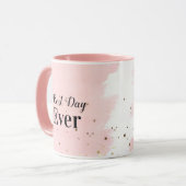 Mug Meilleur jour jamais avec des étoiles en rose (Devant gauche)