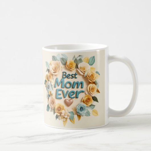 Mug MEILLEUR MOM JAMAIS - Floral 3D Jaune et Vert (Droite)
